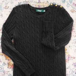 Ralph Lauren black cotton cable sweater
